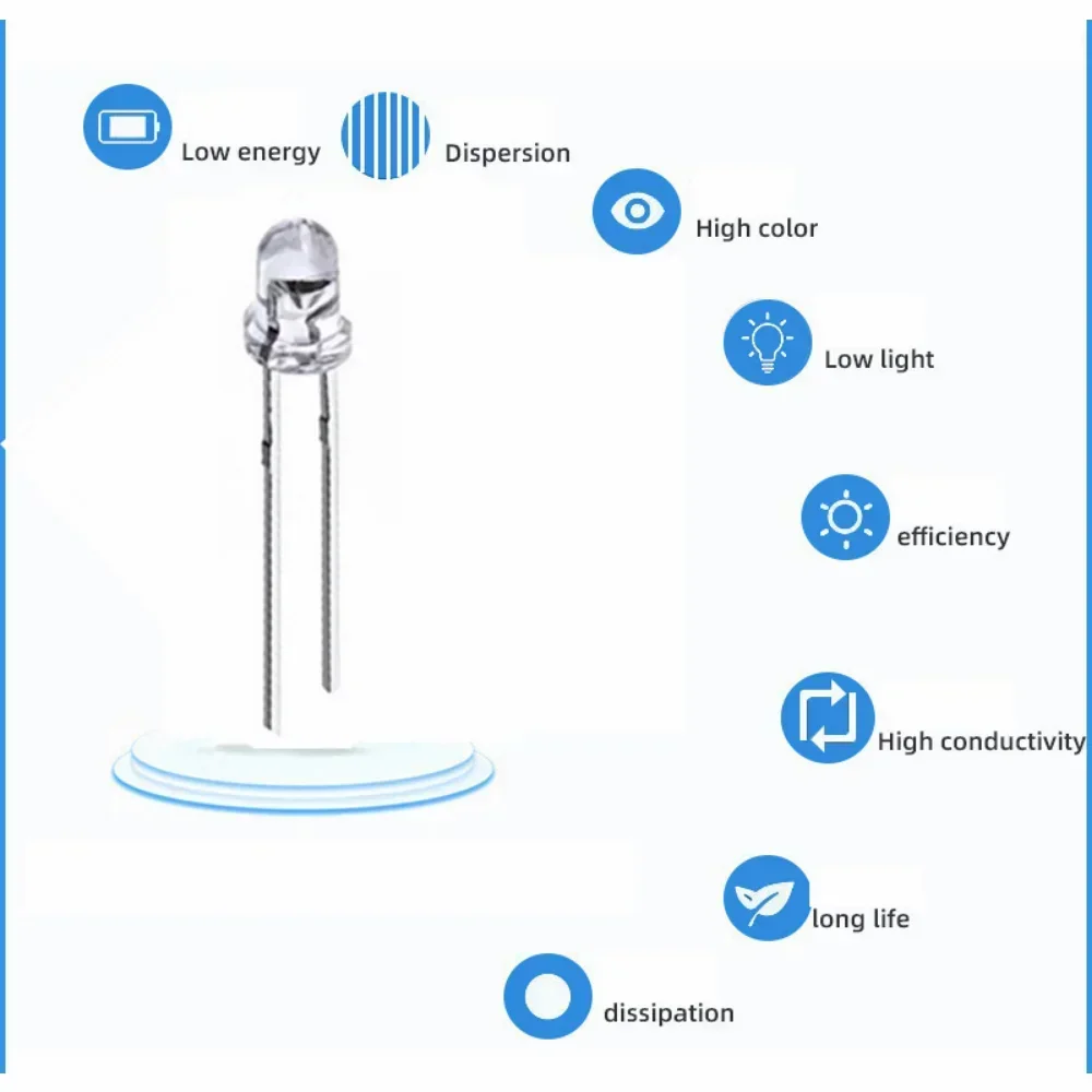Diodos emisores superbrillantes, lámparas Led de 3mm, 100 piezas, F3, individuales, varios colores - imagen 5