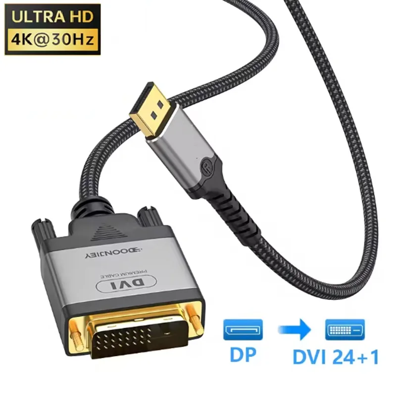 Cable DisplayPort DP a DVI de 2m 4K, Cable de Monitor DP a DVI-D, adaptador convertidor de entrada a salida DVI para NVIDIA HP Dell Asus - imagen 4