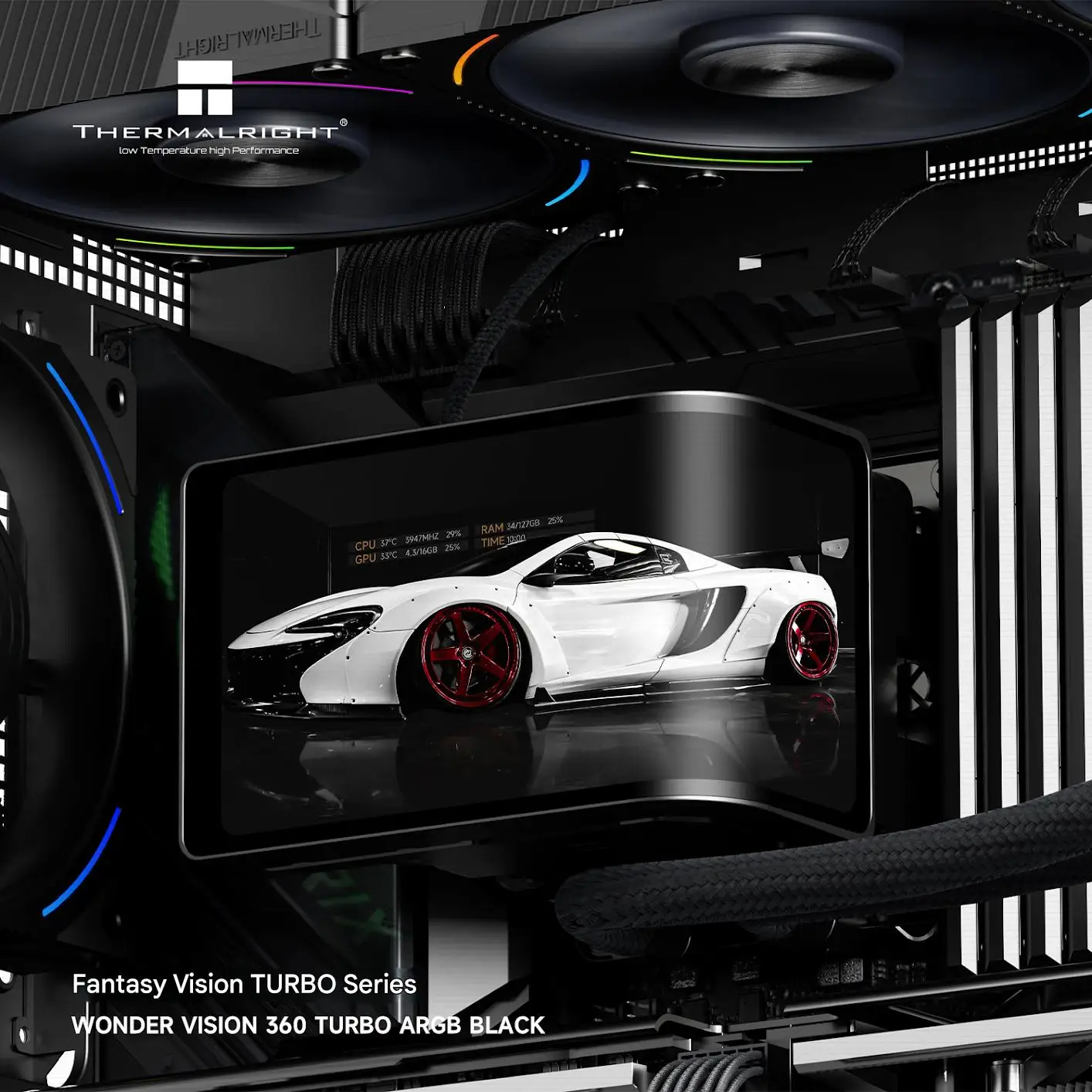 Thermalright WONDER VISION 360 TURBO ARGB Enfriador de agua todo en uno de 360 ​​mm, radiador de refrigeración líquida, pantalla curva 3D magnética de 6,67 pulgadas/AM5/LGA1851/1700 - imagen 3