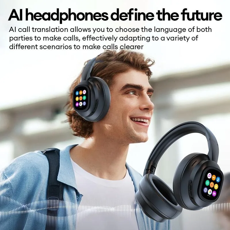 AI LCD pantalla táctil Shock Bass auriculares sonido HIFI auriculares inalámbricos Bluetooth ANC reducción de ruido auriculares para jugadores con micrófono HD - imagen 3