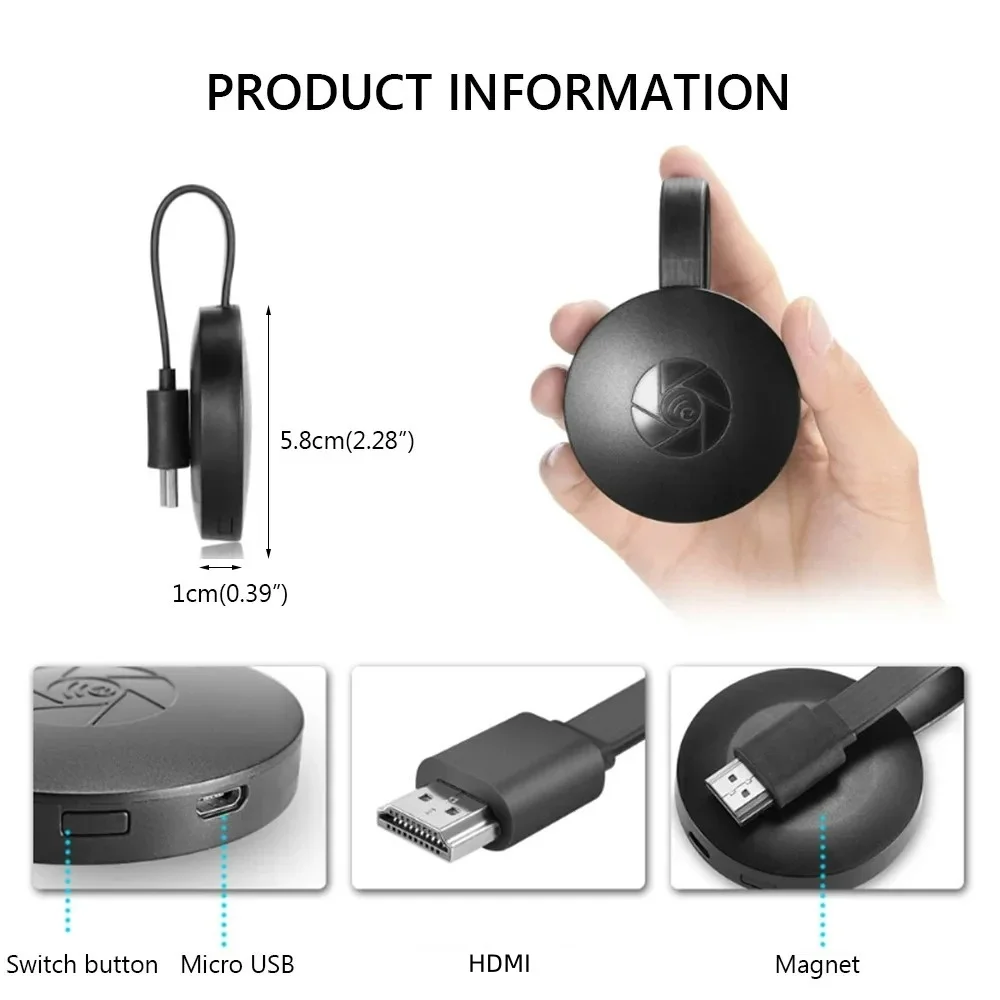 1080P G2 para MiraScreen Display Anycast Wifi compatible con HDMI Dongle portátil Miracast Compatible con TV Android Ios Mirror Scree - imagen 5