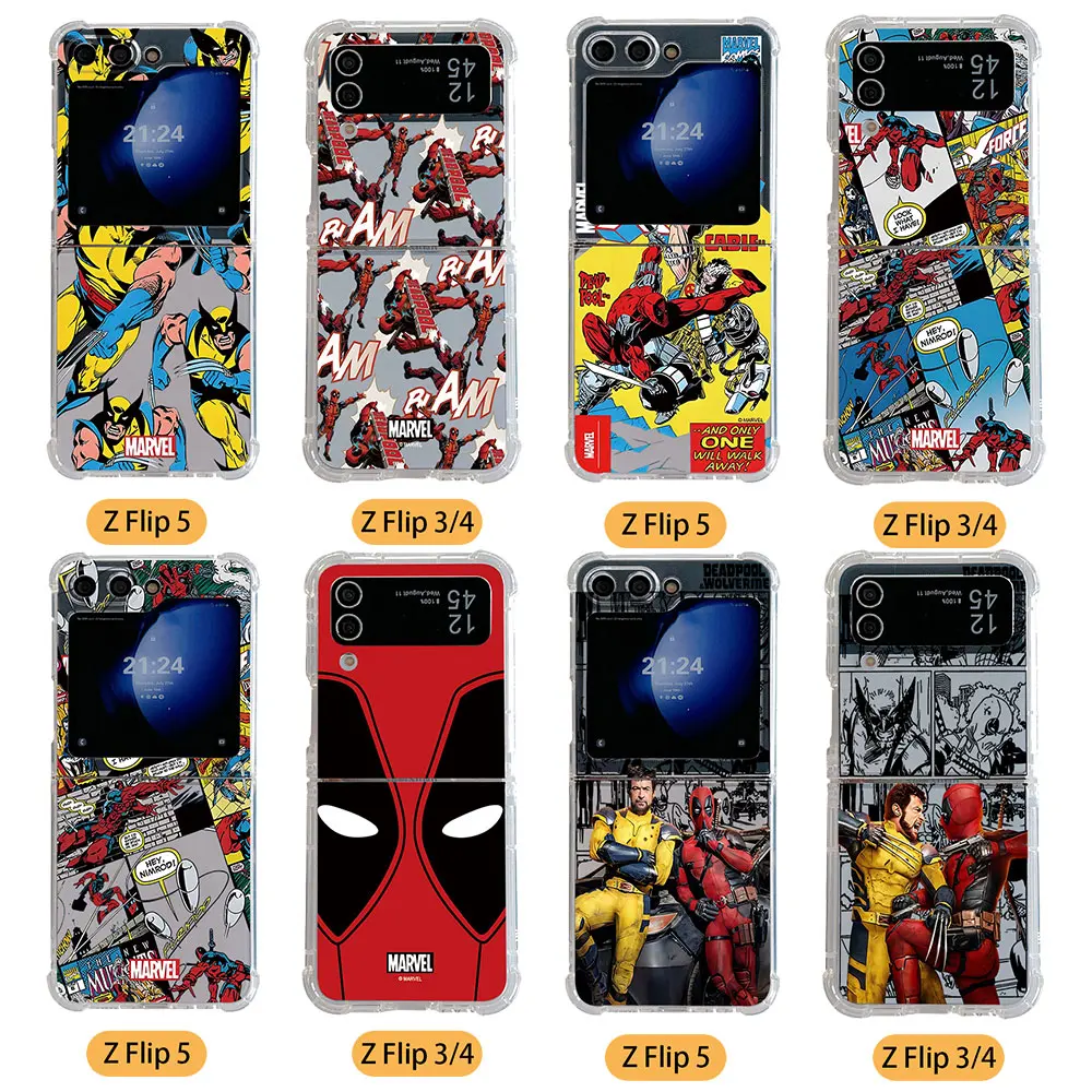 Película Marvels Deadpool Wolverine funda de teléfono para Samsung Galaxy Z Flip 3 4 Z Flip 5 6 Z Fold 4 5G PC suave anticaída contraportada