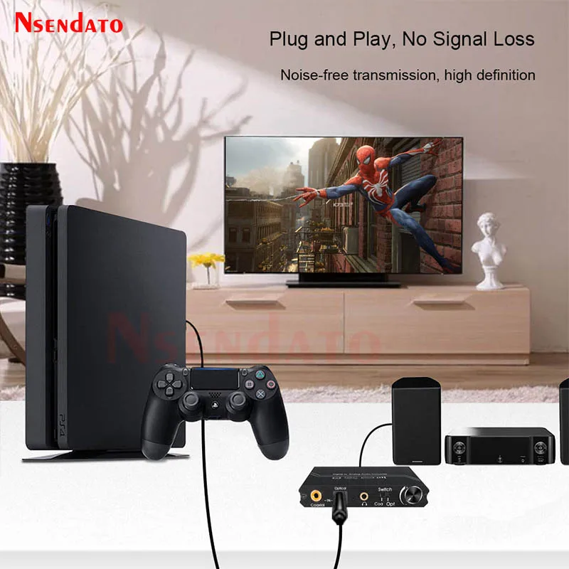 Adaptador convertidor de Audio Digital DAC óptico SPDIF Coaxial a RCA analógico 3,5mm óptico L/R estéreo Aux para TV consola de juegos de PC - imagen 5