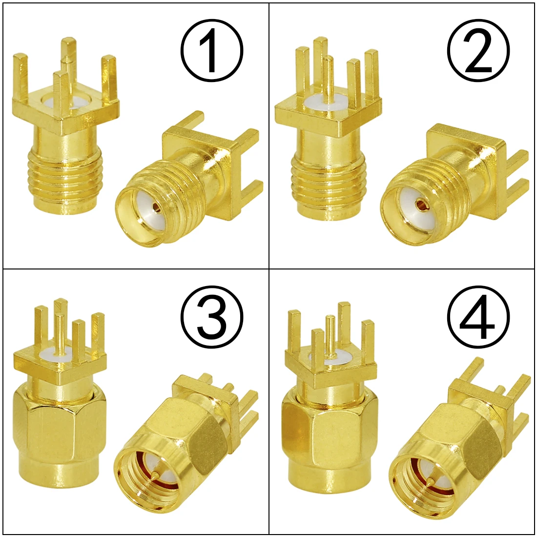 Lote de 10 Uds. De conector Coaxial RF SMA macho, conector hembra, extremo de montaje PCB, lanzamiento recto chapado en oro, venta al por mayor