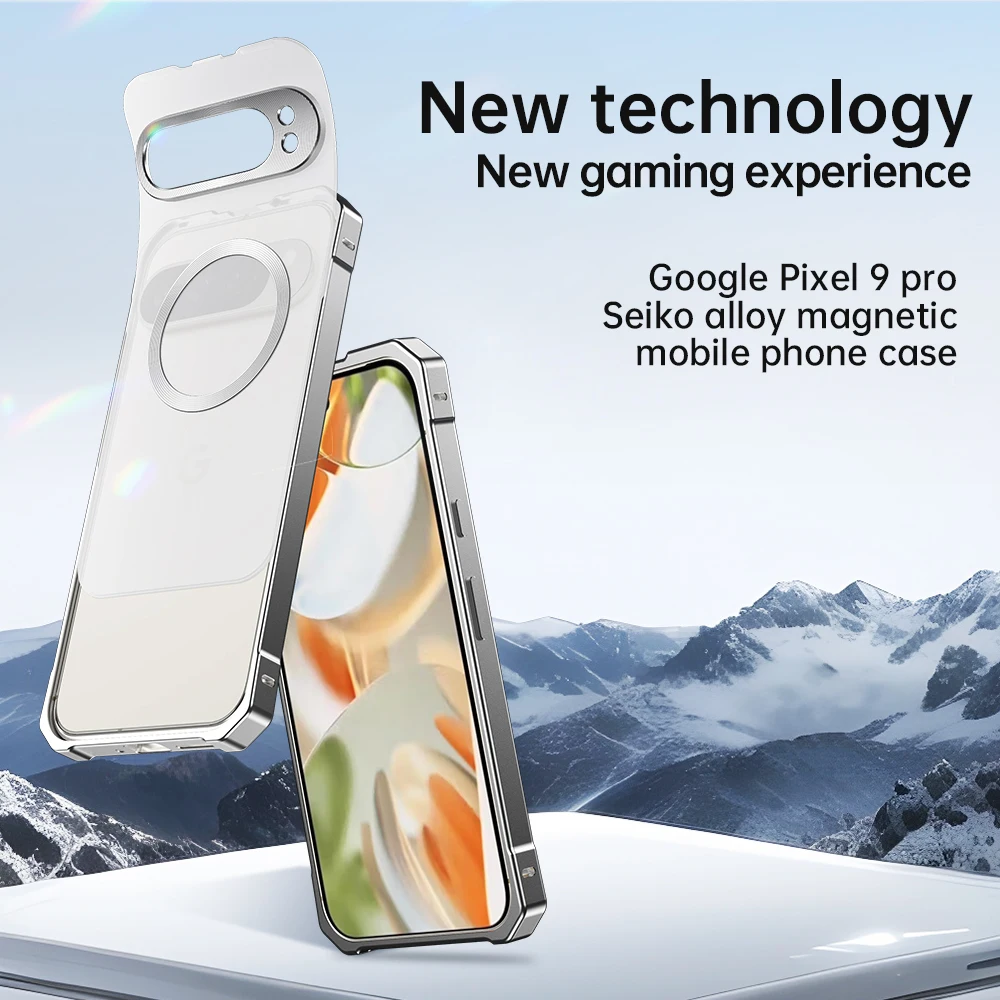 Funda magnética de aleación de aluminio para Google Pixel 9 Pro 8, funda de cargador inalámbrico de metal, fundas antigolpes para Pixel 8 Pro XL Pixel9 - imagen 2