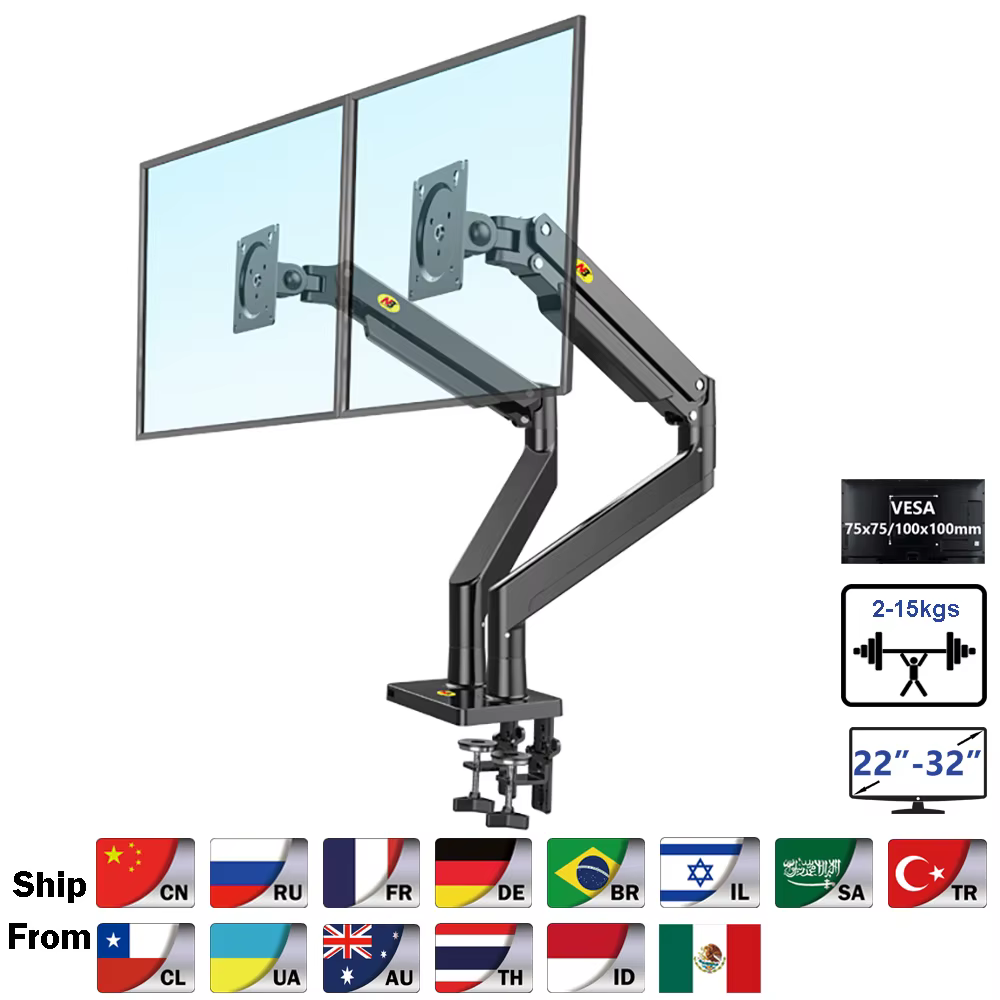 NB G32 Soporte Dual Monitor Brazo Gas 22-32" Ajustable Ergonómico - imagen 3