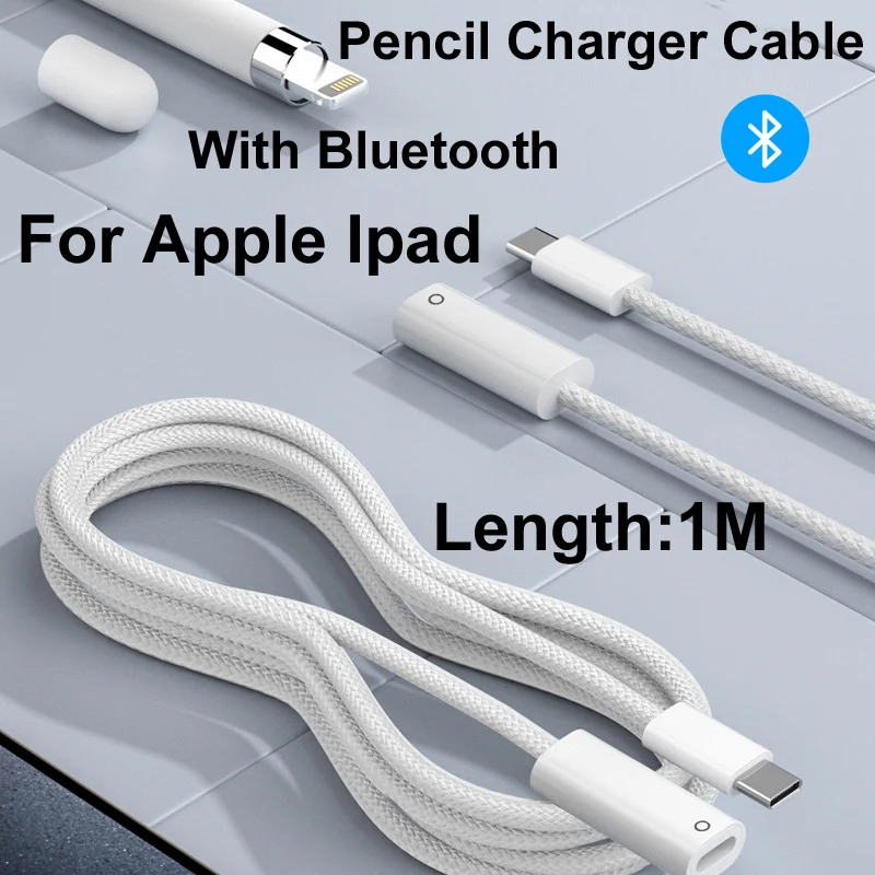 Cable de carga USB tipo C macho a hembra, 1M, Bluetooth, para Apple Pencil, 1a generación, Ipad, PC, tableta, bolígrafo, solo fuente de alimentación - imagen 3