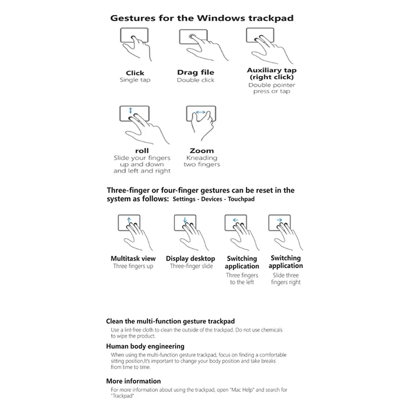 Ratón portátil con panel táctil inalámbrico, trimododo, Bluetooth, para Win/Mac/iOS, gesto multifunción delgado, Trackpad inalámbrico recargable - imagen 5