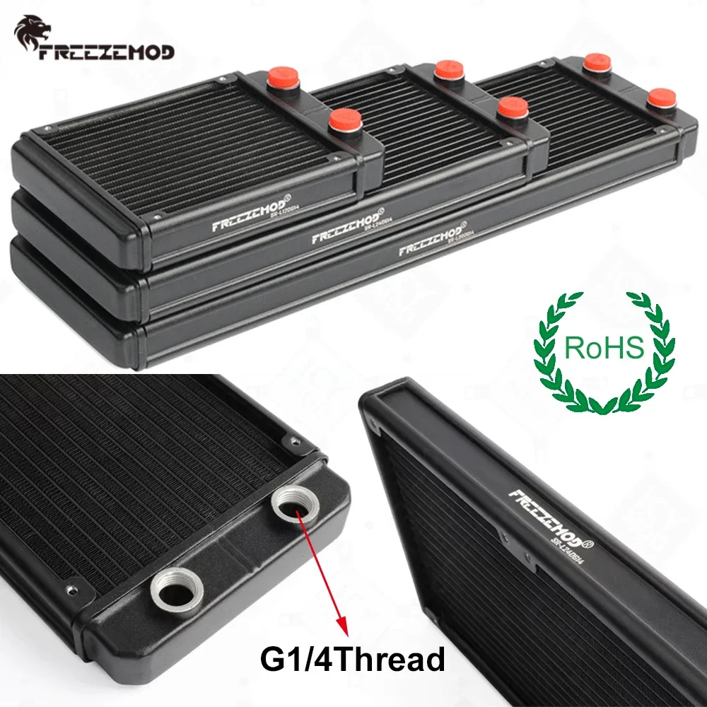 Radiador de aluminio FREEZEMOD, rosca G1/4, junta verde de 10mm, 18 canales para instalación de ventilador de 12cm, PC MOD, refrigeración por agua 120/240/360 - imagen 2