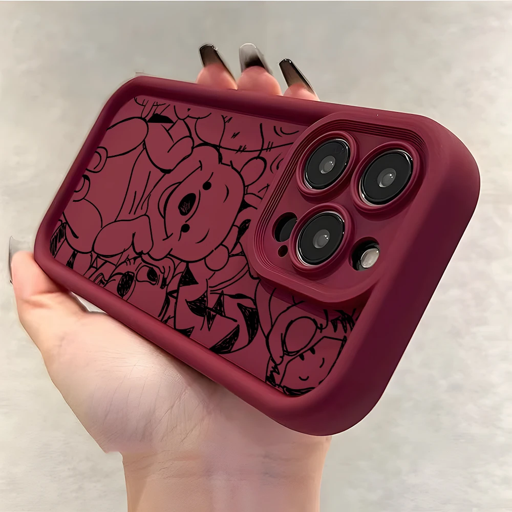 Funda de teléfono Pooh Bear Lines para Google Pixel 9 8 8A 7 7A Pro XL 5G TPU suave Funda a prueba de golpes