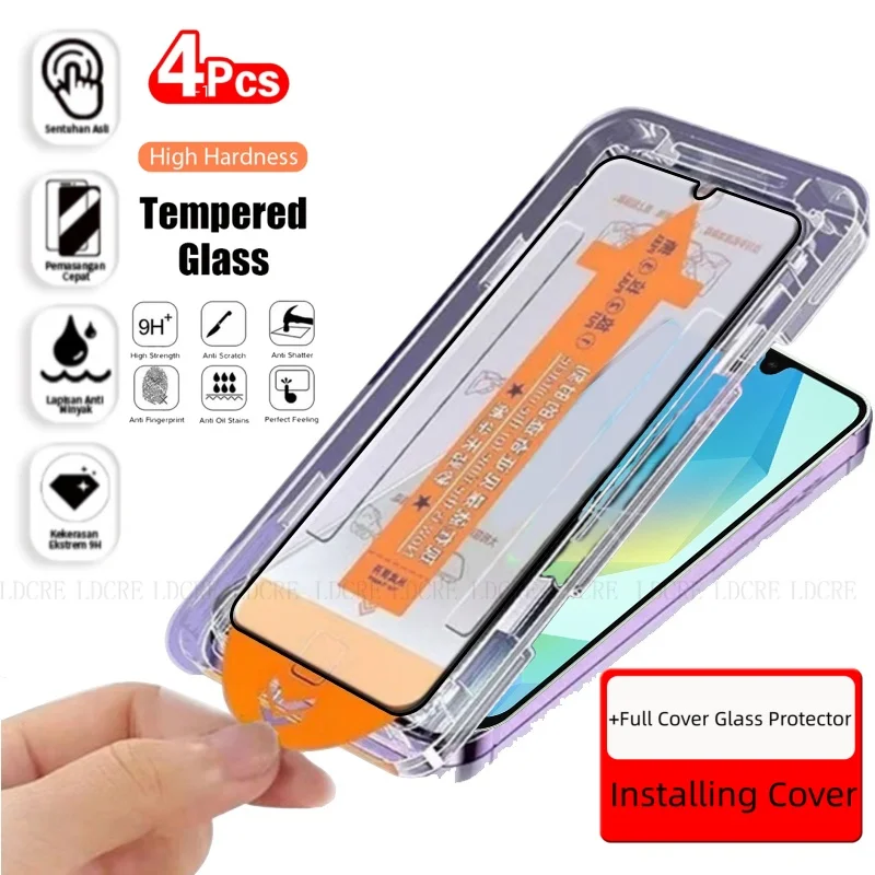 4/3/2/1 Uds para Samsung Galaxy A16 vidrio Samsung A16 vidrio templado sin polvo HD 9H cubierta completa pegamento Protector de pantalla Samsung A16