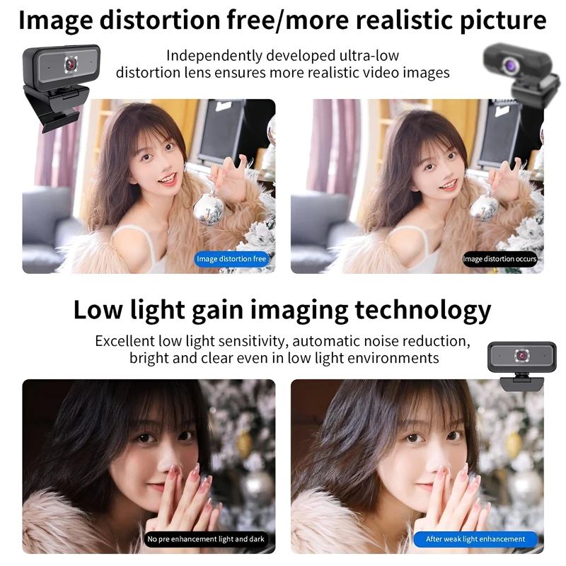 Cámara Web 2K Full HD 4K, enfoque automático con micrófono, cámara Web USB para PC, ordenador, Mac, portátil, escritorio, YouTube - imagen 5