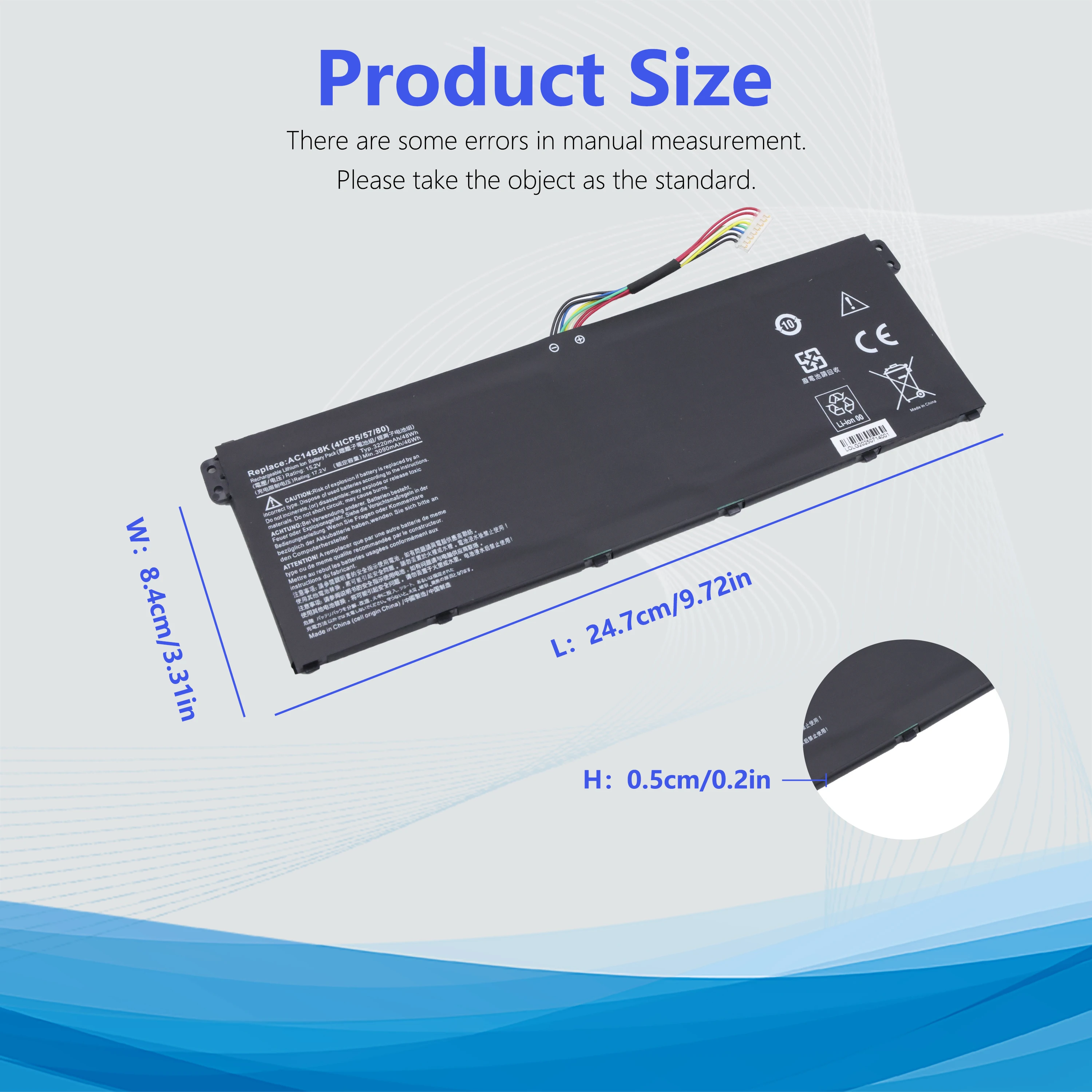 AC14B8K Batería para Acer Nitro 5 AN515-51 AN515-52 AN515-53 Aspire V3-371 V3-111 ES1-111 ES1-512 R3-131T R5-471T R7-371T R7-372T - imagen 2