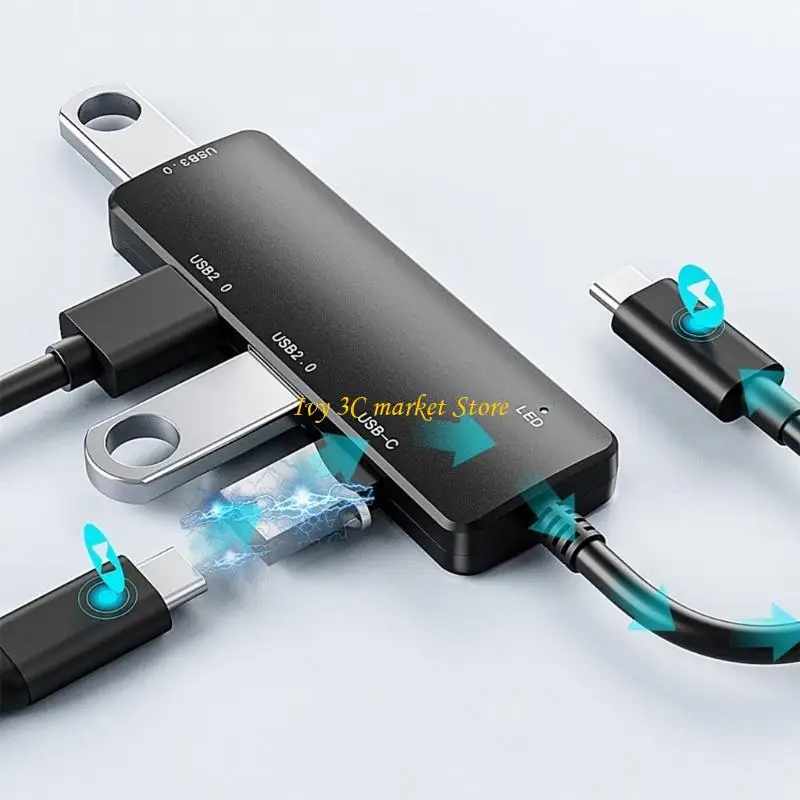 D7YC USB HUB 3XUSB con adaptador carga PD TIPEC Cargo velocidad rápida y transferencia datos para múltiples - imagen 4