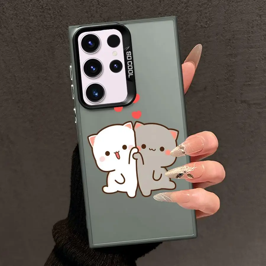 Funda trasera de teléfono con dibujos de pareja de gatos para Samsung Galaxy S25 S20 Plus S23 Note 20 Ultra S23 S22 S21 S24 FE - imagen 2