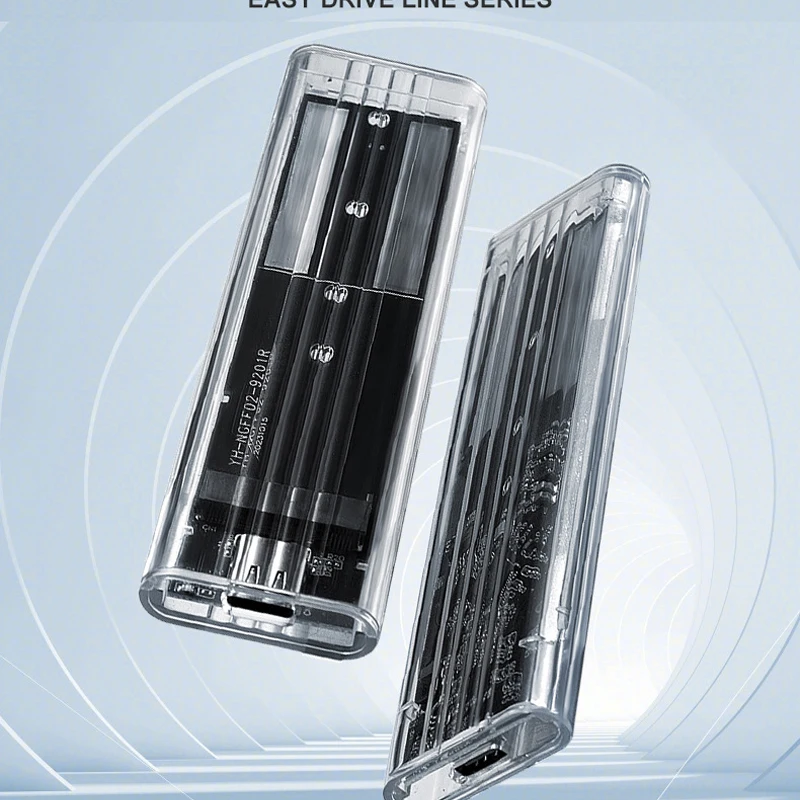 Caja M.2 NVME PCIe/NGFF SATA SSD, carcasa externa transparente, USB tipo C 3,1, 10Gbps, M2 B + M Key/M Key para caja de disco duro SSD de 4TB - imagen 3