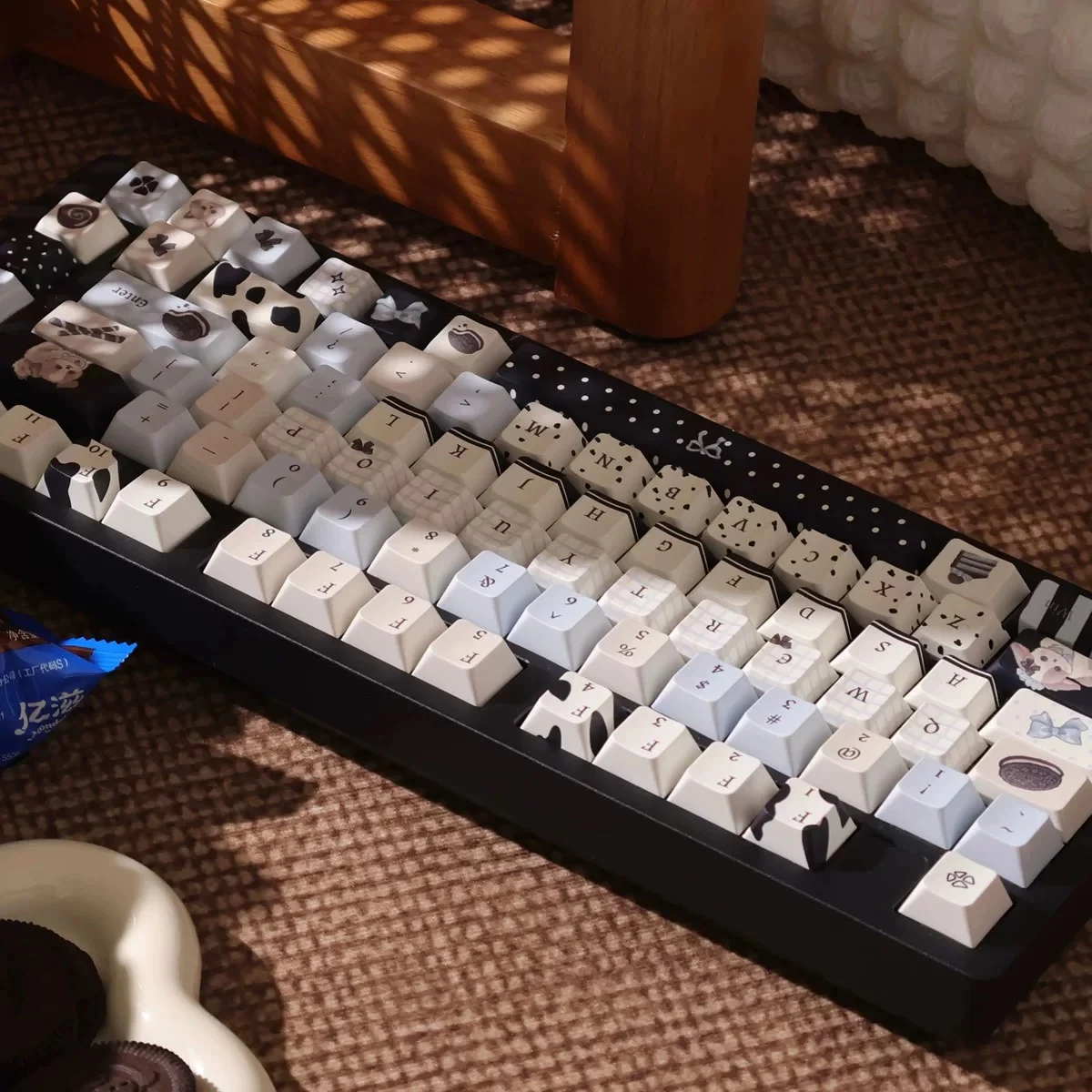 Oli Bubble Cherry Keycaps lindo Oreo galletas azul blanco sublimación Pbt2.25/2.75U barra espaciadora Panda cachorro Alice diseño lindo Keycaps