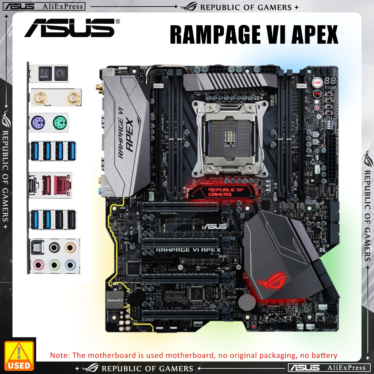 Placa base ASUS ROG RAMPAGE VI APEX compatible con i7-7800X 9800X 10900X I9-9900X 10980X CPU DDR4 4000MHz ARGB USBC M.2 X299