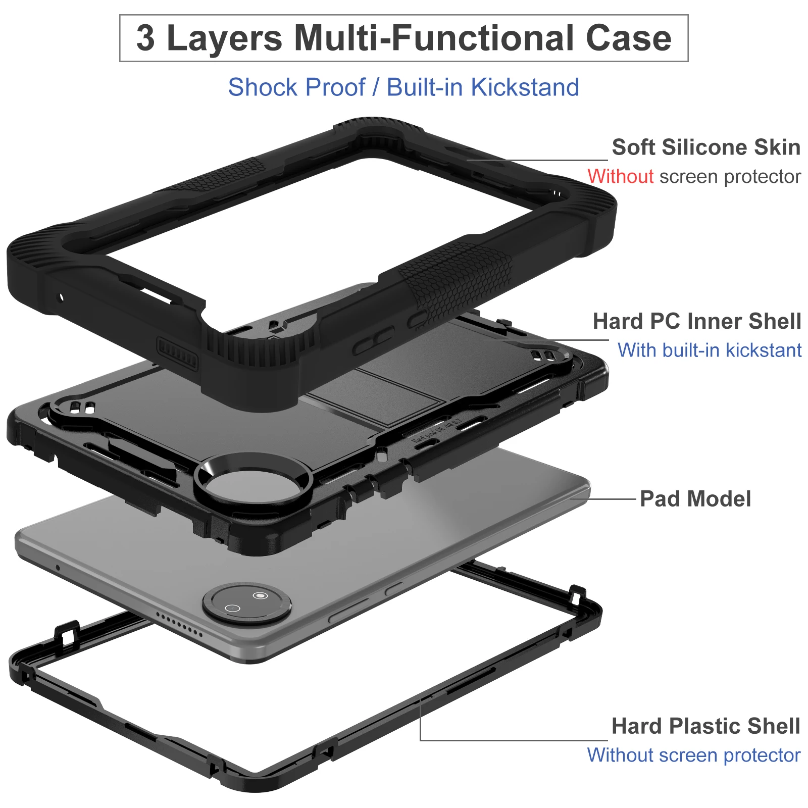 Funda armadura resistente para Xiaomi Redmi Pad SE 8,7 2024, funda híbrida con soporte para Redmi Pad SE 4G, 8,7 pulgadas, PC para niños, carcasa de silicona - imagen 3