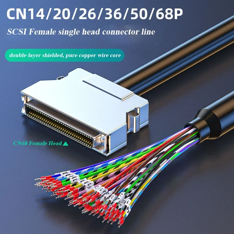 SCSI-Cable de conexión Servo hembra a hembra, conector hembra de un solo cabezal con Terminal y tubo numérico, CN14/20/26/36/50/68 pines - imagen 2