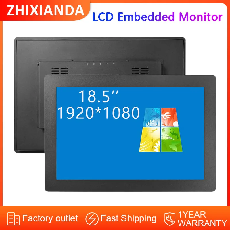 Automatización industrial Monitor de pantalla táctil capacitiva/resistiva integrado LCD de 18,5 pulgadas 1920*1080 con entrada USB HD VGA - imagen 2