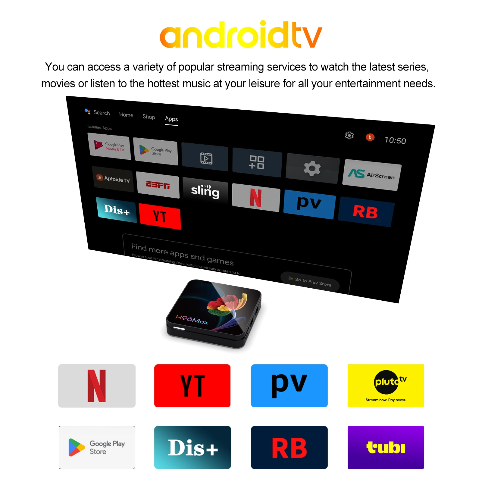 Caja de TV inteligente H96 MAX H313, Android 14, 4K @ 60fps, 100M/LAN, Wifi Dual, BT5.0, asistente de voz de Google, reproductor multimedia, decodificador - imagen 3
