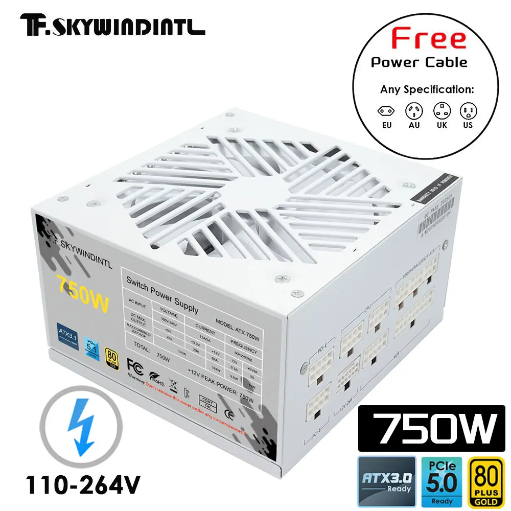 Fuente de alimentación Modular completa blanca 750w 850w 1000W 1200W Watt PCIE 5,0 ATX 3,0 80Plus Gold para ordenador de juegos - imagen 2