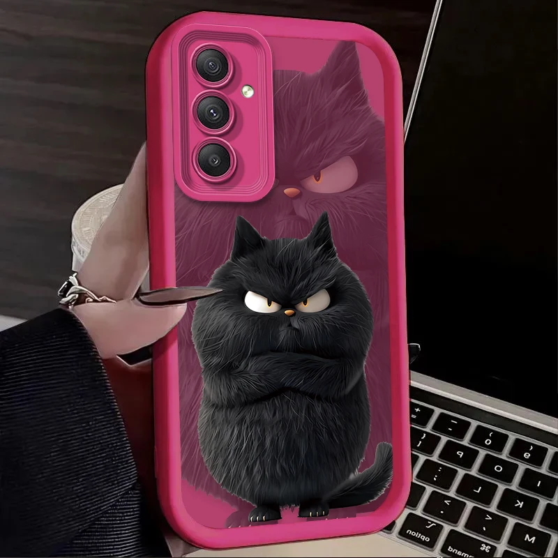 Precioso y divertido funda de gato blanco y negro para Samsung Galaxy A16 A25 A55 A35 A15 A06 A05 A05S A24 A13 A23 A12 A22 A32 A52 A71 A51 4G - imagen 4