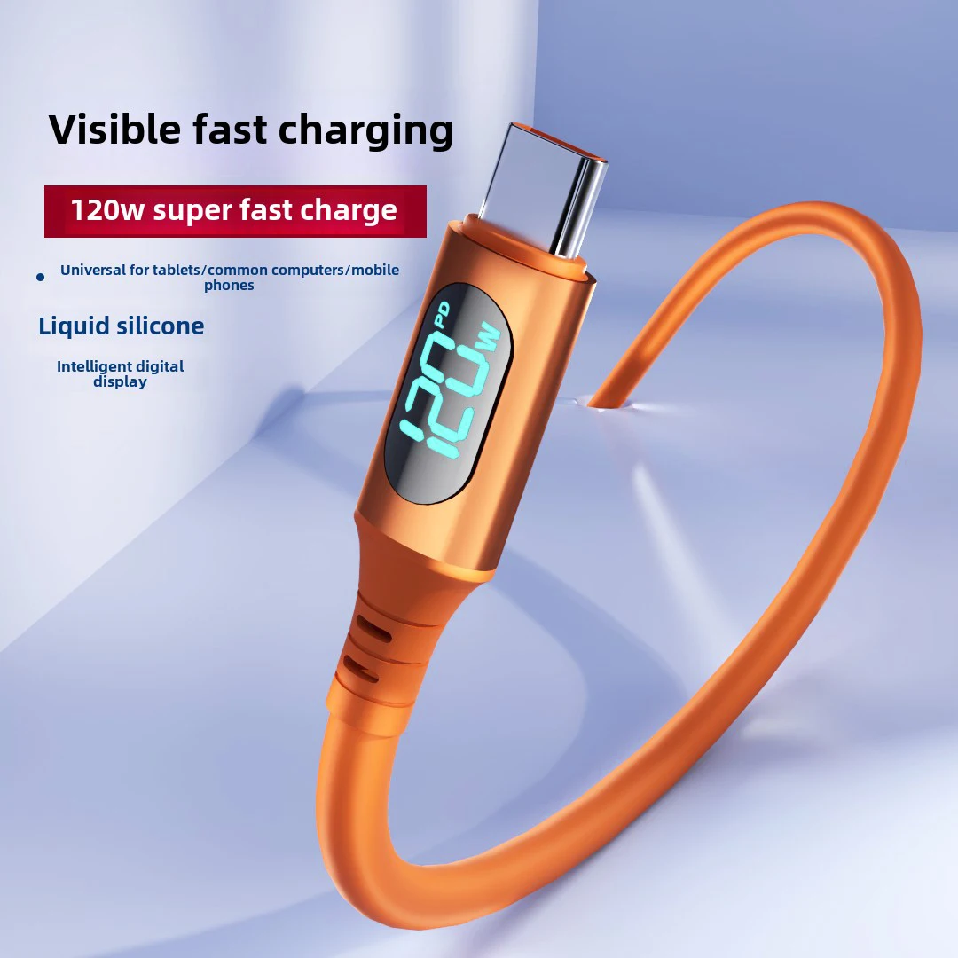 NNBILI 120W Type C To C Cable Fast Charging USB C Charger Cord For iPhone 15 16 Huawei Xiaomi With Led Digital Display Cable ﻿ - imagen 2