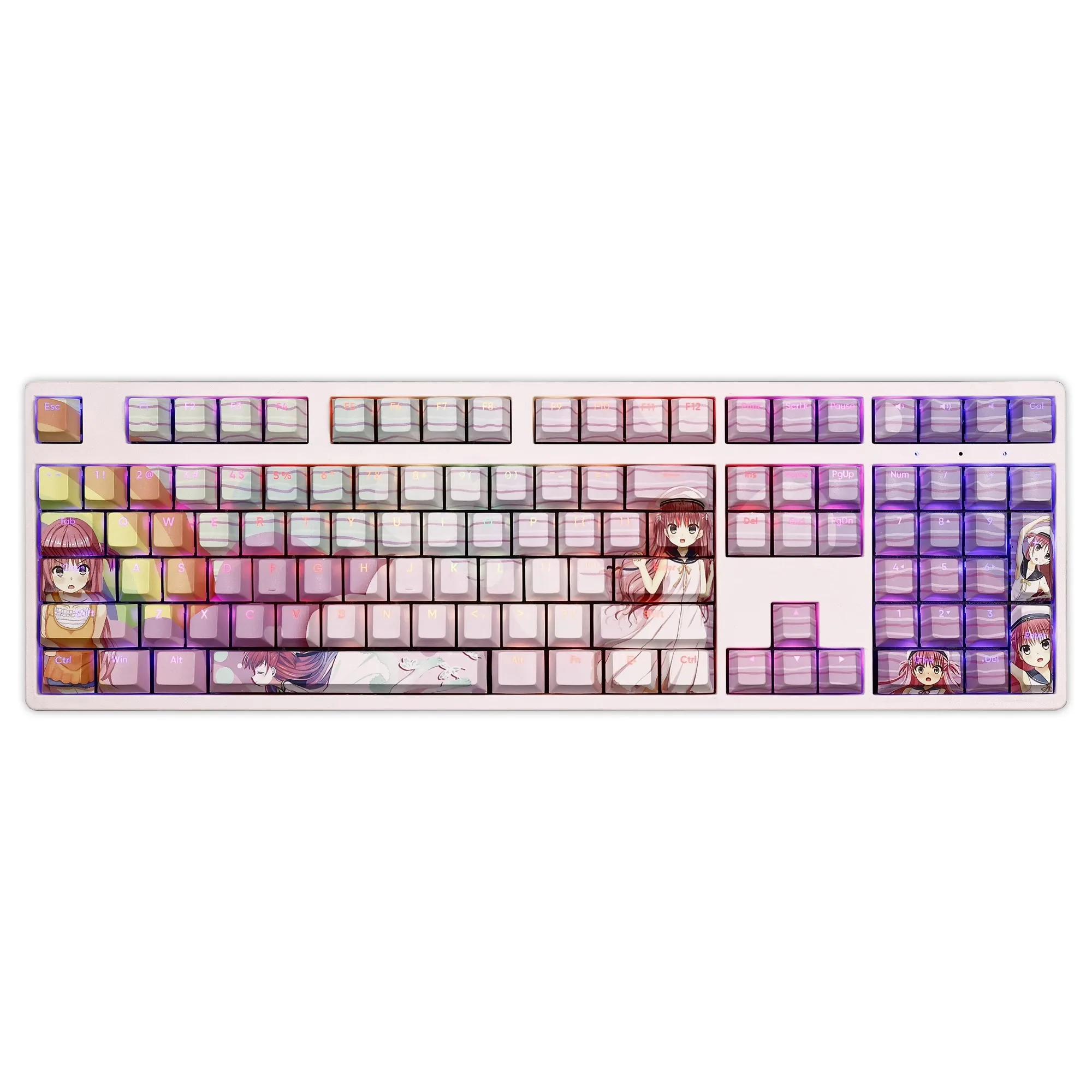 108 teclas bolsillos de verano Katou Umi Keycap PBT tinte subcama retroiluminado Keycaps Anime juego de dibujos animados teclas para ANSI 61 87 104 108 - imagen 5