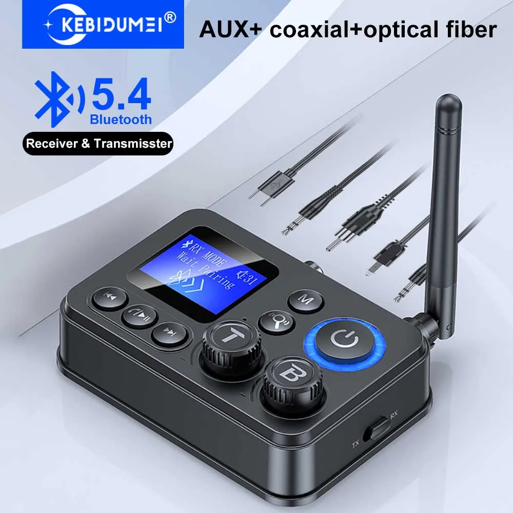 Receptor y transmisor de Audio Bluetooth 5,4, convertidor adaptador inalámbrico estéreo Coaxial óptico AUX RCA de 3,5mm para altavoz, TV, PC y coche