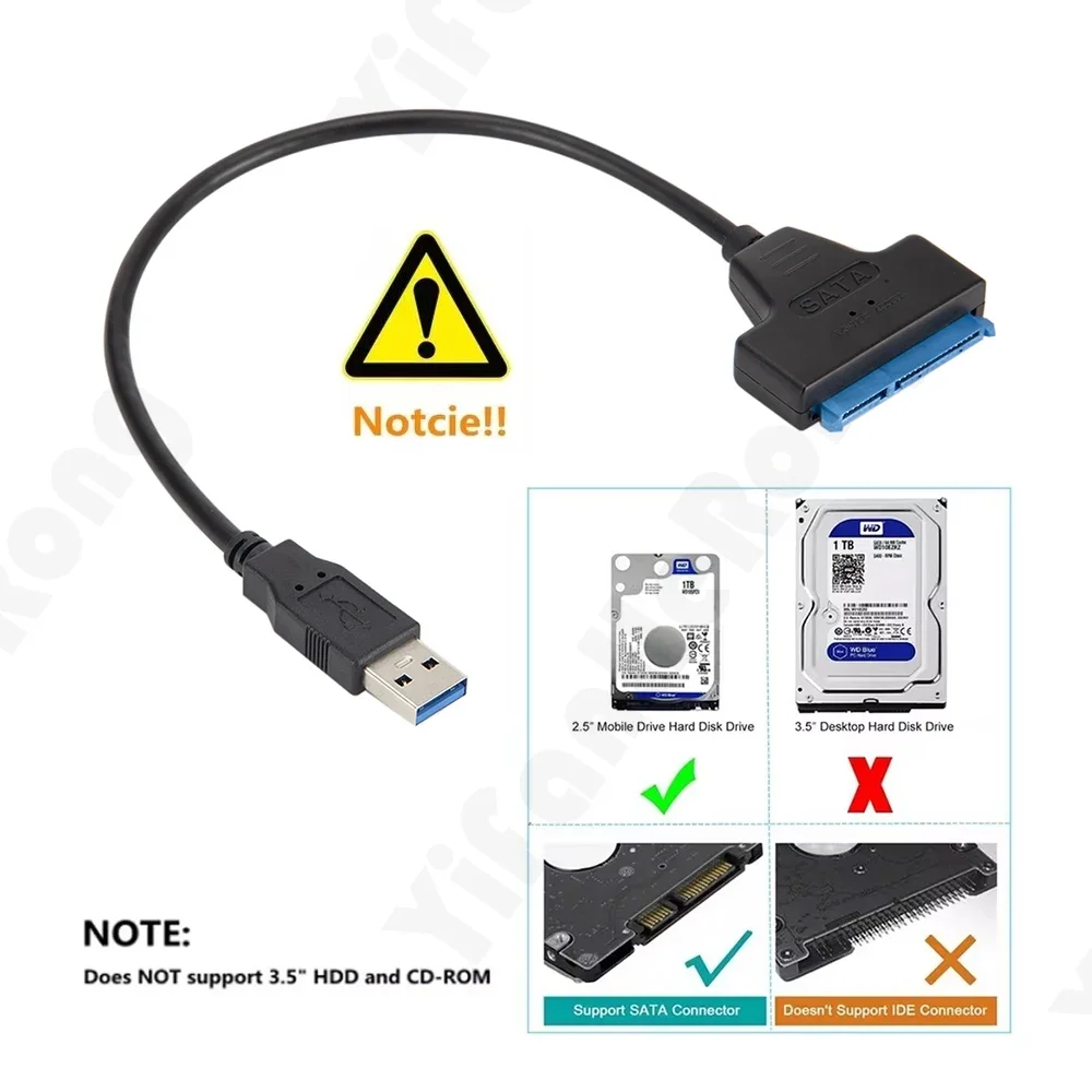 Cable SATA a USB 3.0 de hasta 6 Gbps para disco duro SSD HDD externo de 2,5 pulgadas Adaptador de 22 pines a Sata III para PC - imagen 4
