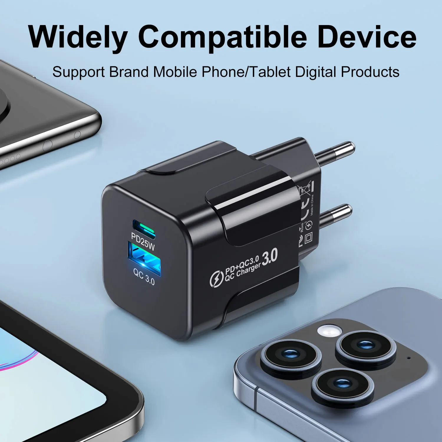 PD 25W USB C cargador rápido para iPhone 15 Pro Max Xiaomi 14 Oneplus KR UE EE. UU. Mini 2 puertos enchufe de viaje adaptador de carga rápida para teléfono - imagen 4