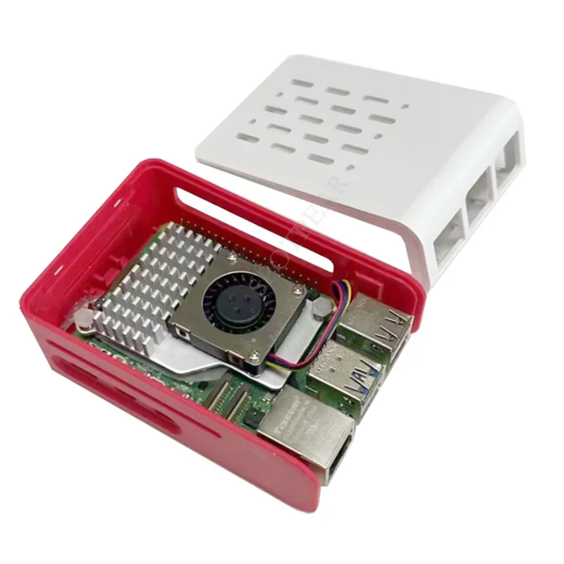Caja de refrigeración Raspberry Pi 5 roja y blanca para enfriador activo oficial - imagen 2