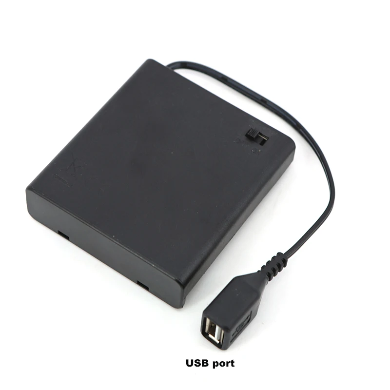 2 * AA 3 * AA 4 * AA 3V 4,5 V 6V caja de batería con cubierta de puerto de cable hembra USB para bloques de construcción Kit de luz LED con interruptor - imagen 4