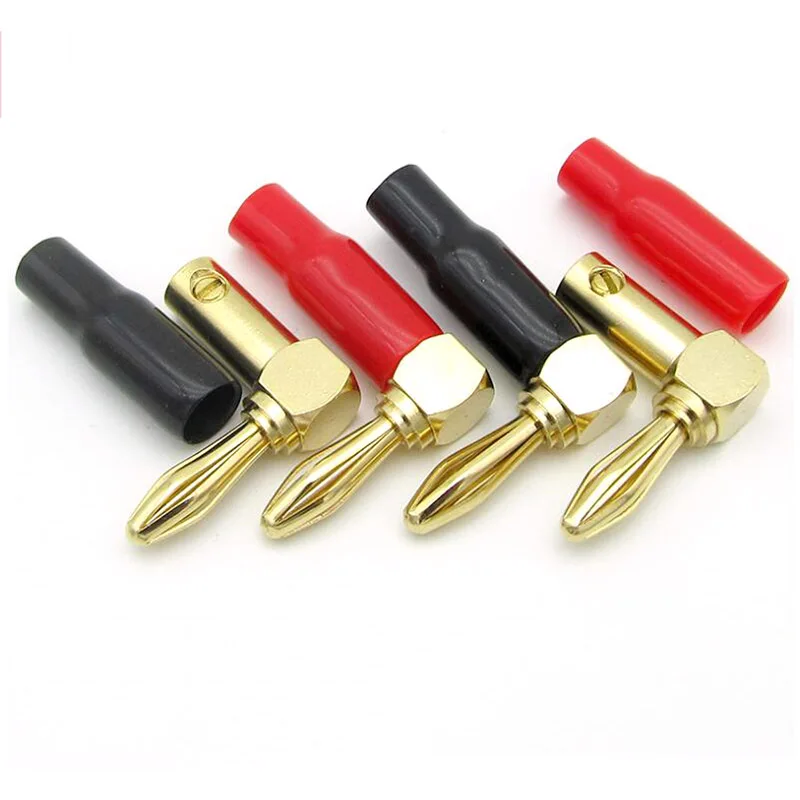 Conector de enchufe de ángulo recto de 4 piezas, Conector de enchufe de 90 grados, tornillo de altavoz de Audio, chapado en oro - imagen 4