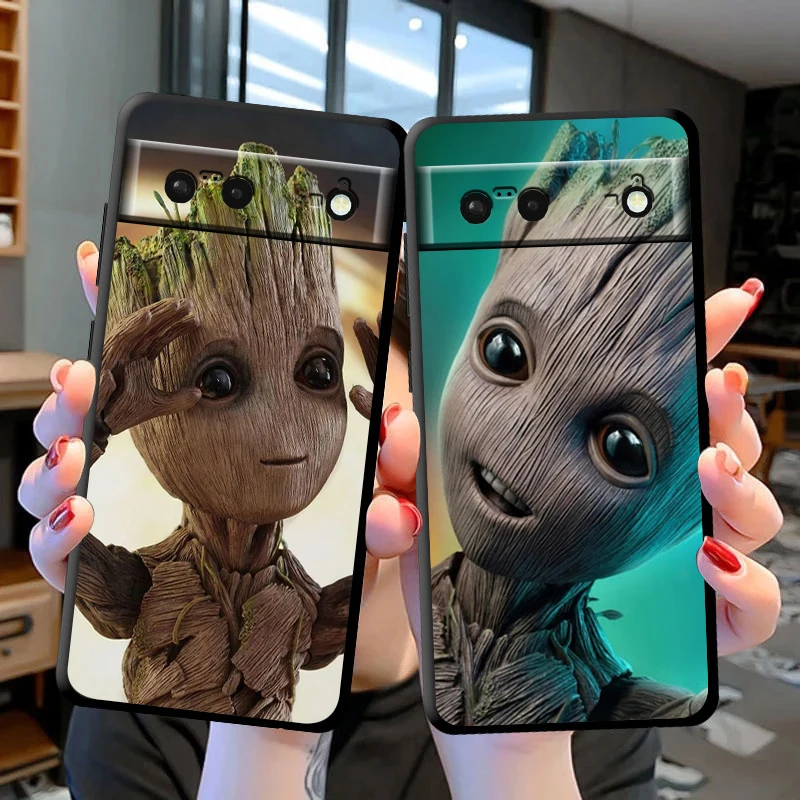 Marvel Groot-funda de teléfono para Google Pixel 9, 8, 7 Pro, 6 Pro, 6A, 5A, 5, 4, 4A XL, 5G, negra, suave - imagen 3