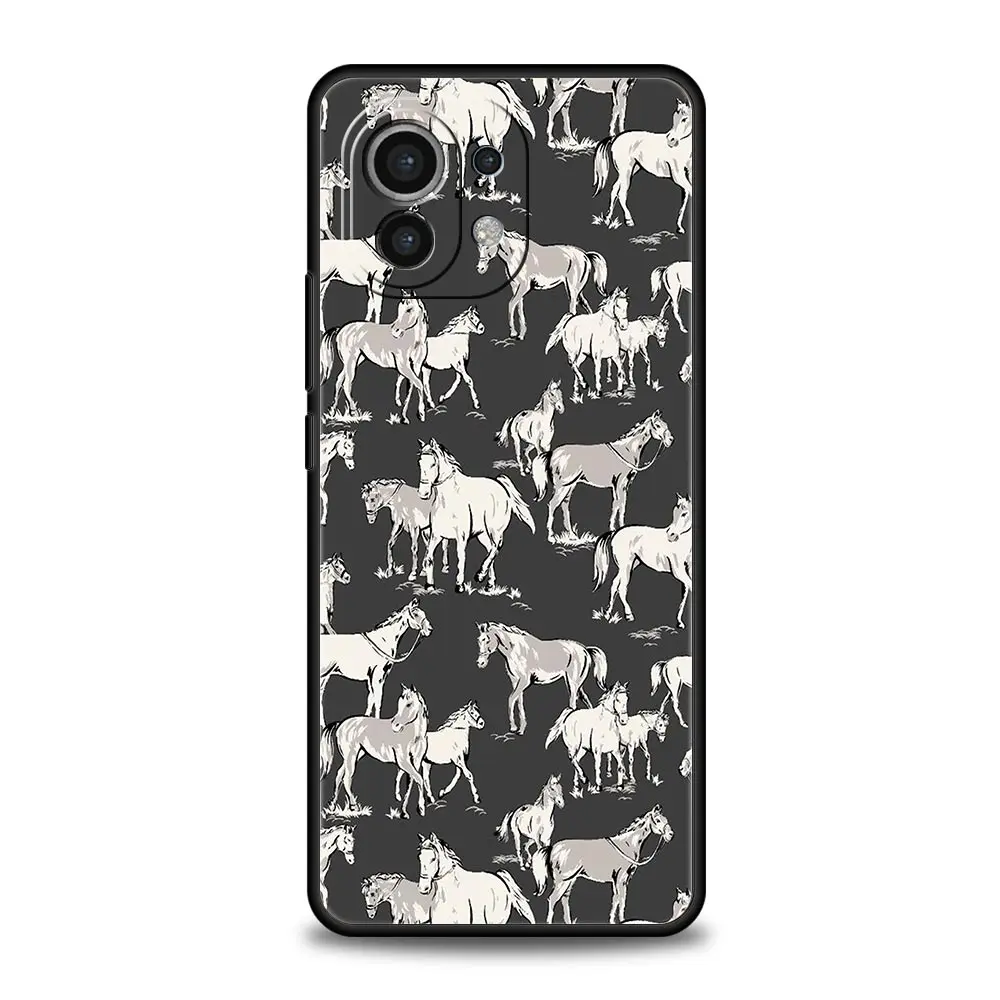 Funda de teléfono para Xiaomi Mi 14, 13, 12, 11 Lite, 13T, 12T, 11x, 11T, 10T, Pro, 9T, Note 10 Lite, de silicona suave funda negra, Animal Art Horse - imagen 4
