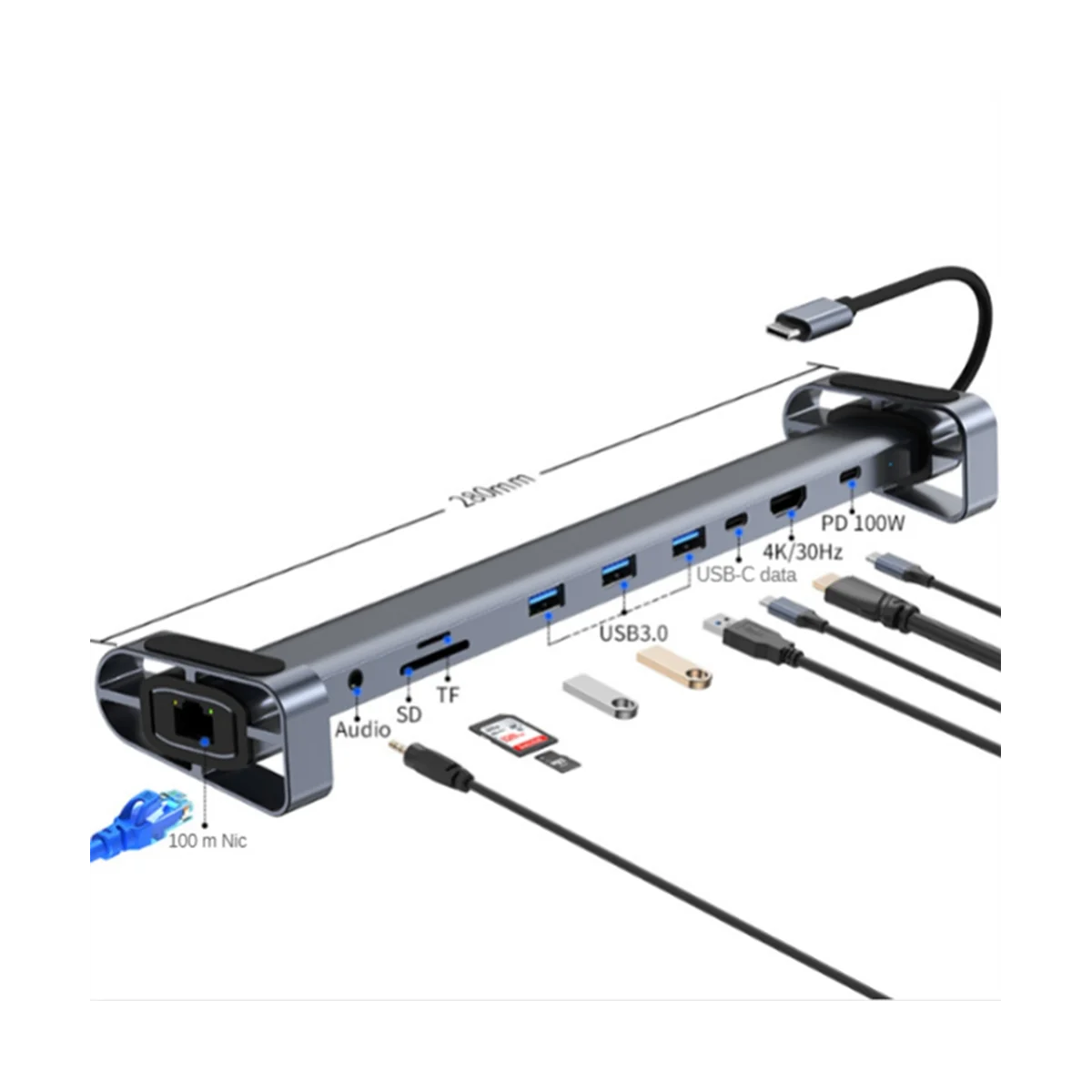 USB C HUB Type C To HDMI-Compatible 3.5Mm Audio Jack USB 3.0 Adapter 10 In 1 Type C HUB Dock USB C Splitter Laptop Stand - imagen 3