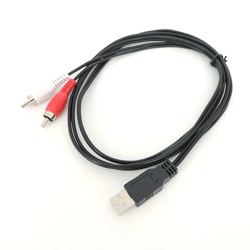 1,5 metros USB A 2,0 macho a 2 Rca macho AV enchufe convertidor conector adaptador Cable de alimentación PC para TV AUX Audio Video adaptador Q1 - imagen 3