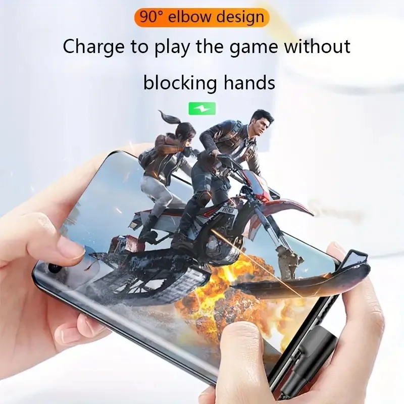 Cable de carga rápida USB C con codo de 90 grados para iPhone 16 15 Pro Max Samsung Xiaomi Redmi POCO OnePlus Cables tipo C trenzados de nailon - imagen 4