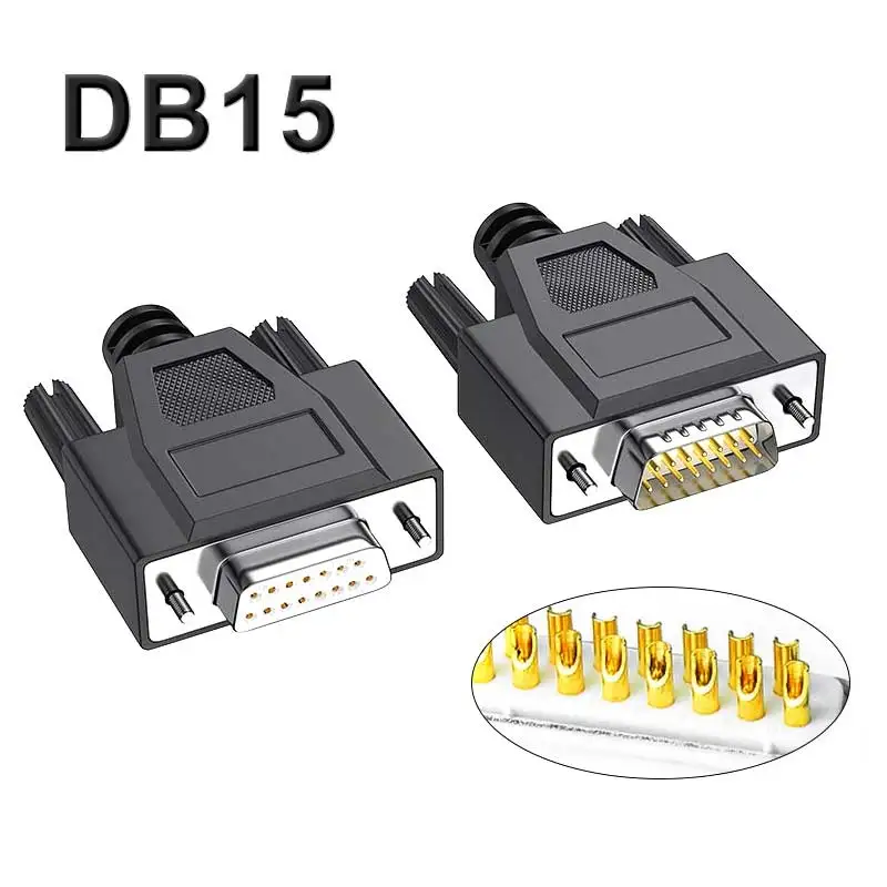 Conector DB15 macho hembra soldadura 2 filas conector de puerto paralelo de 15 pines D-SUB RS232 conector de 15 pines interfaz COM adaptador de 15 pines