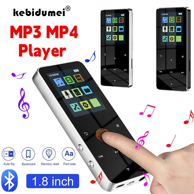 Reproductor MP4 TFT de 1,8 pulgadas, Walkman con pantalla táctil, reproductor de música MP3, Bluetooth, USB 2,0, 3,5mm, AUX, Radio FM, E-book incorporado, grabadora de voz