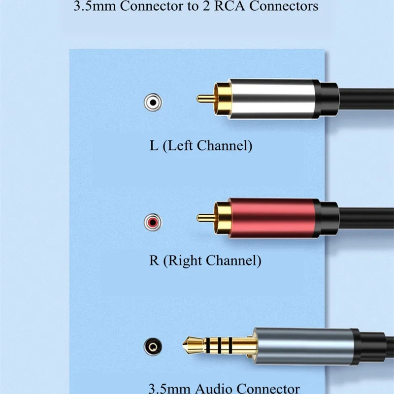 Cable auxiliar AV Lotus Dual de 3,5mm de alta calidad a 2 uds. Cables adaptadores de enchufe 2RCA Cable de altavoz de ordenador 1 a 2 Cable de Audio y vídeo de TV - imagen 4