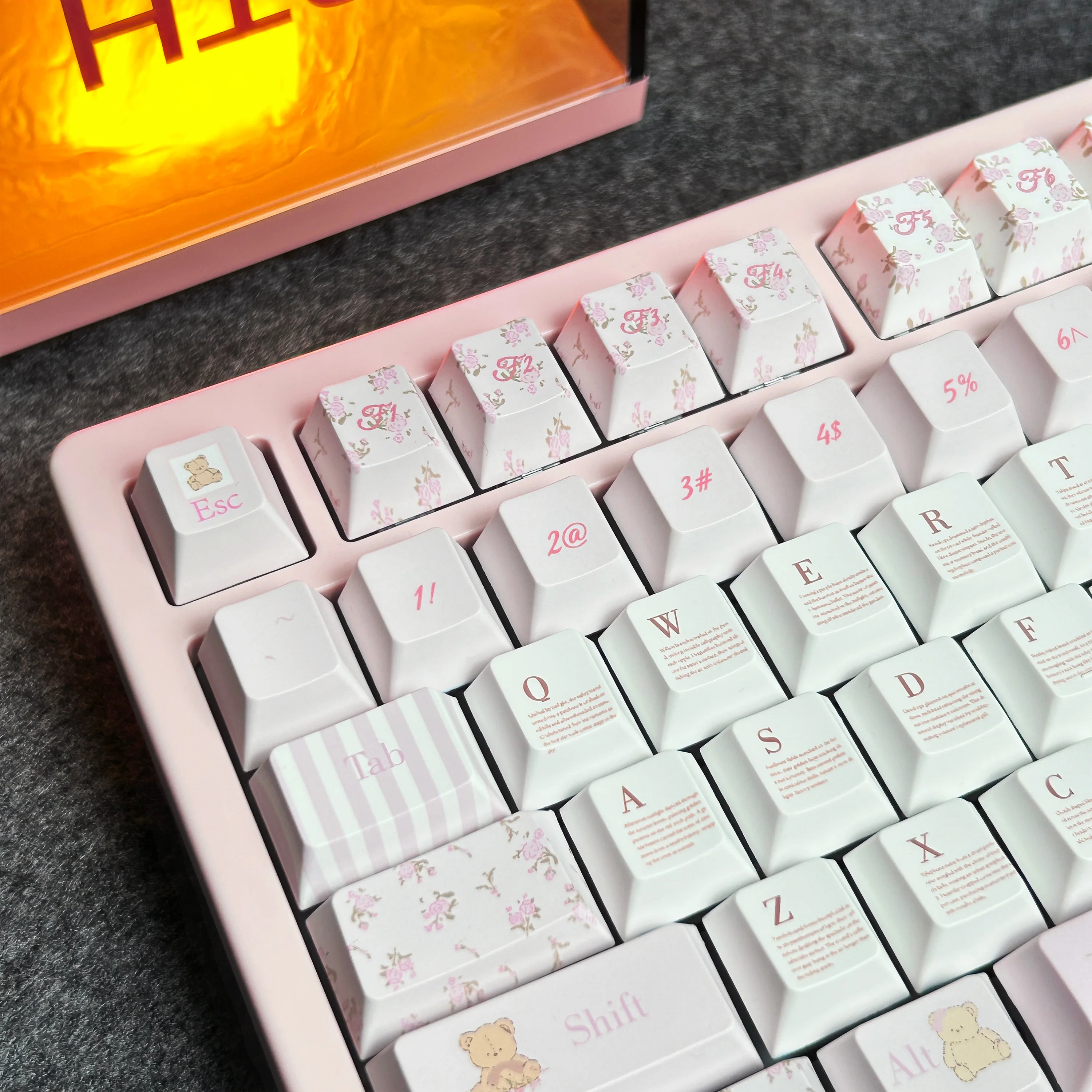 Little Bear Bouquet Keycap MOA Cherry Profile Pink PBT teclas personalizadas para teclado mecánico lindo suave Floral Key Cap regalos - imagen 2