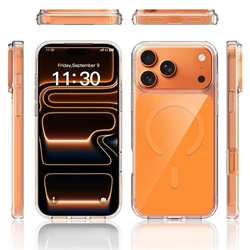 Funda Magnética Transparente de Lujo con Sensación de Piel para iPhone 17 Pro Max 16 Plus 15 14 13 12, Compatible con Magsafe, Ajuste Delgado