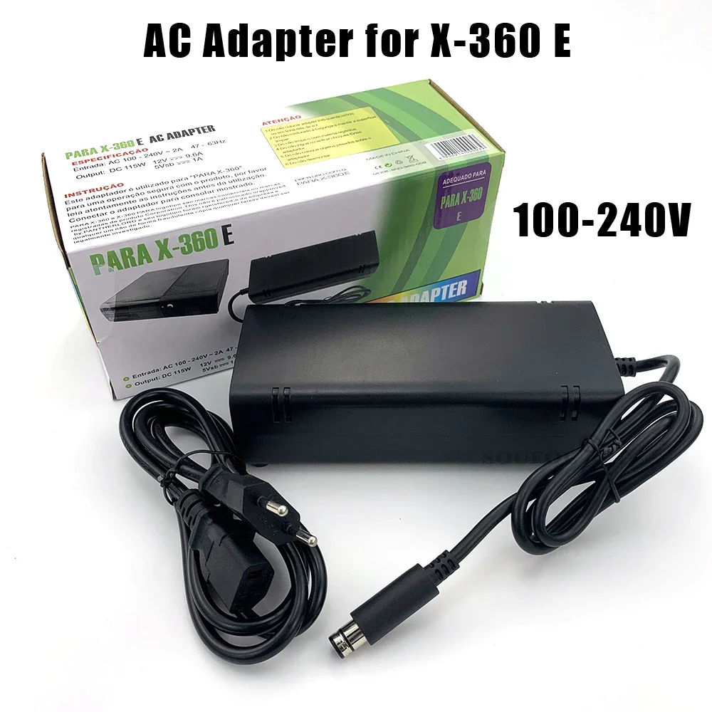 Adaptador de CA de 12V con enchufe de EE. UU./UE/Reino Unido, cargador de cable de alimentación para consola de juegos XBOX 360 E, 100-240V, envío directo
