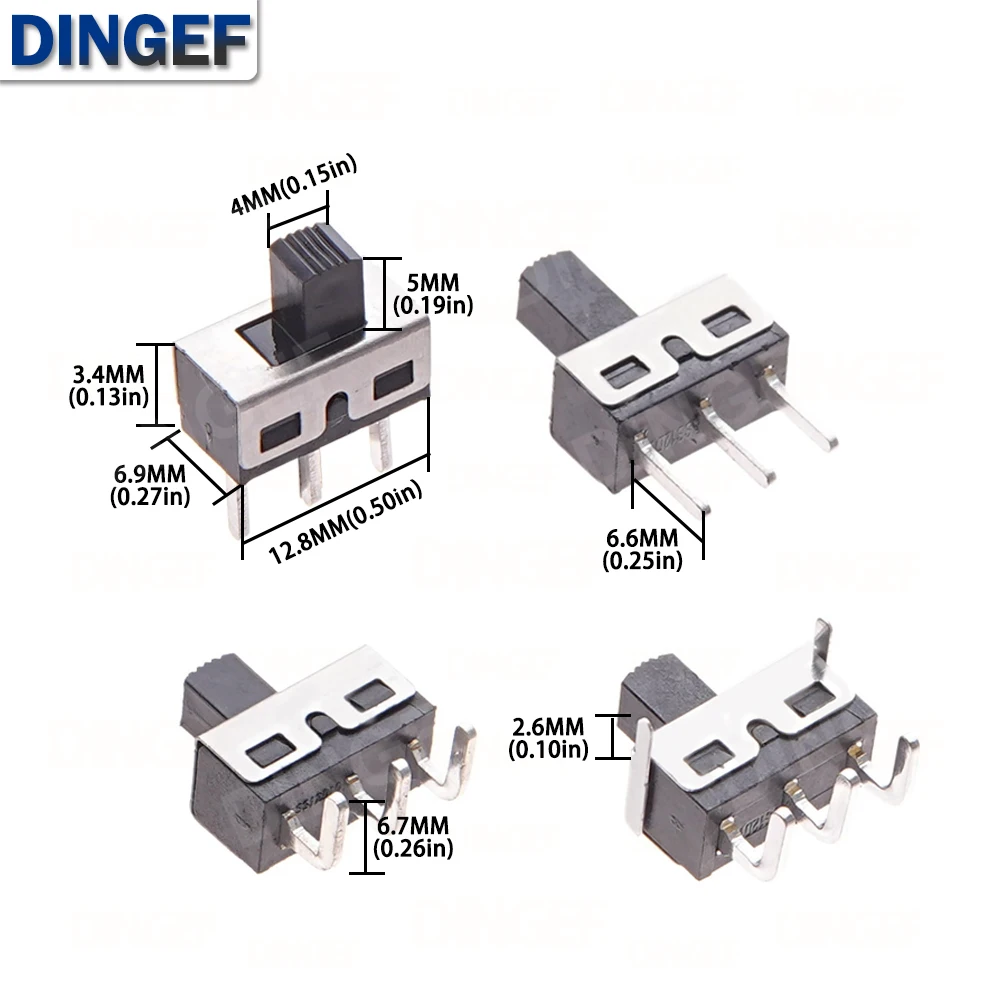10 Uds 3A 250V SS12D10 SS12D06 interruptor de palanca 3 pines SSS12D10 mango de pies rectos alto 5mm espaciado de 4,7mm interruptores de alimentación - imagen 3