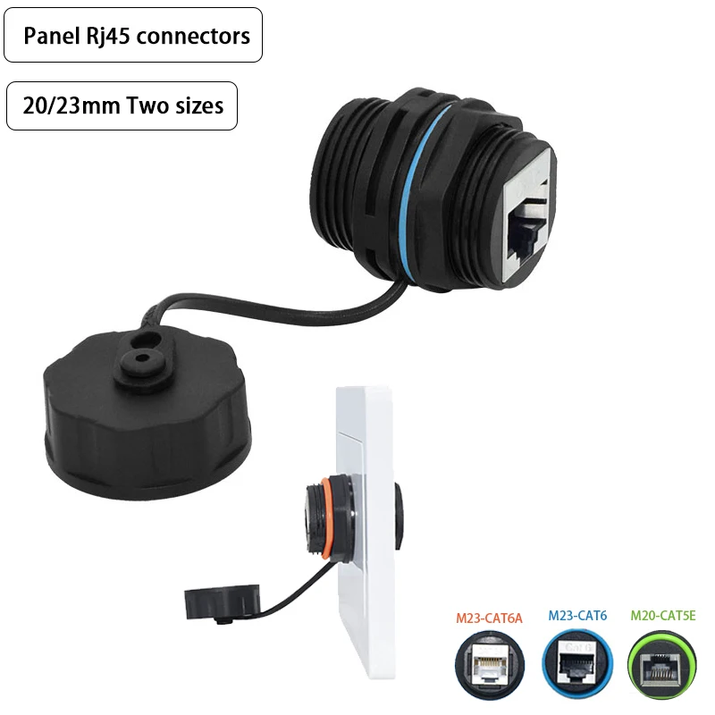Conector de red YXY Rj45 lP68 montaje en panel Ethernet tamaño Dual M20/M23CAT5E/CAT6/CAT6A conector de cable impermeable - imagen 2