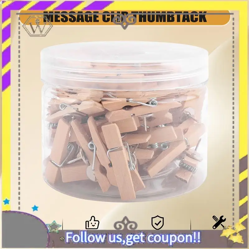 Nuevos chinchetas con Clips de madera, 50 Uds., chinchetas, Clips de papel creativos, pinzas para la ropa para tablero de corcho y pared de fotos de oficinas - imagen 2